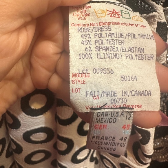 Joseph Ribkoff Black and White Circle Pattern Dress - Picture 4 of 4